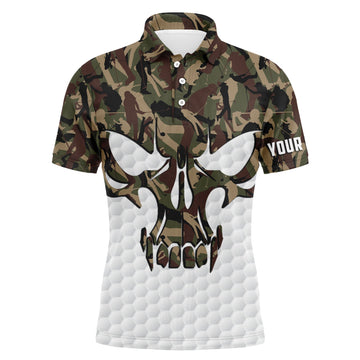 Herren Langarm Camo Golf Polo mit Totenkopf - Individuelle Golfbekleidung für Golf-Enthusiasten - Perfekte Geschenke für Golfer N3342