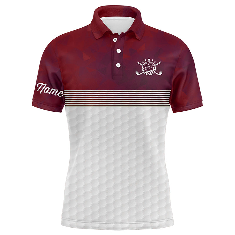 Personalisierbares Herren Golf Polo-Shirt in Rot und Weiß mit Namen N6450