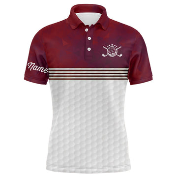 Personalisierbares Herren Golf Polo-Shirt in Rot und Weiß mit Namen N6450