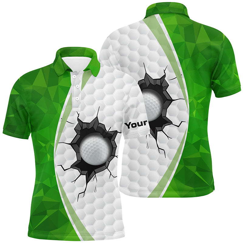 Herren Golf Polo-Shirt mit grün-weißen Golfball-Muster – Stylisches Outfit für Golfer N7360