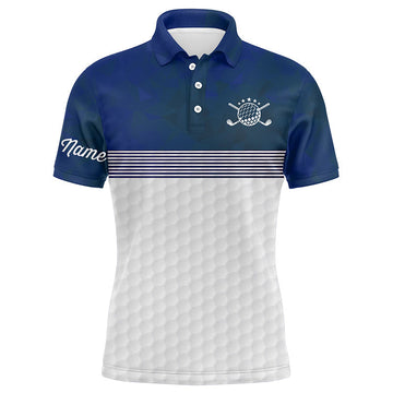 Personalisierbares Golf-Polo-Shirt für Herren in Blau und Weiß N6283