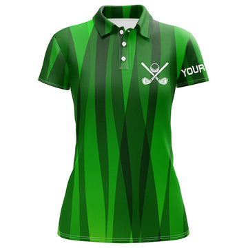 Personalisierbares Damen Golf Polo-Shirt mit grünen Streifen - Einzigartiges Golfgeschenk für Frauen N7136