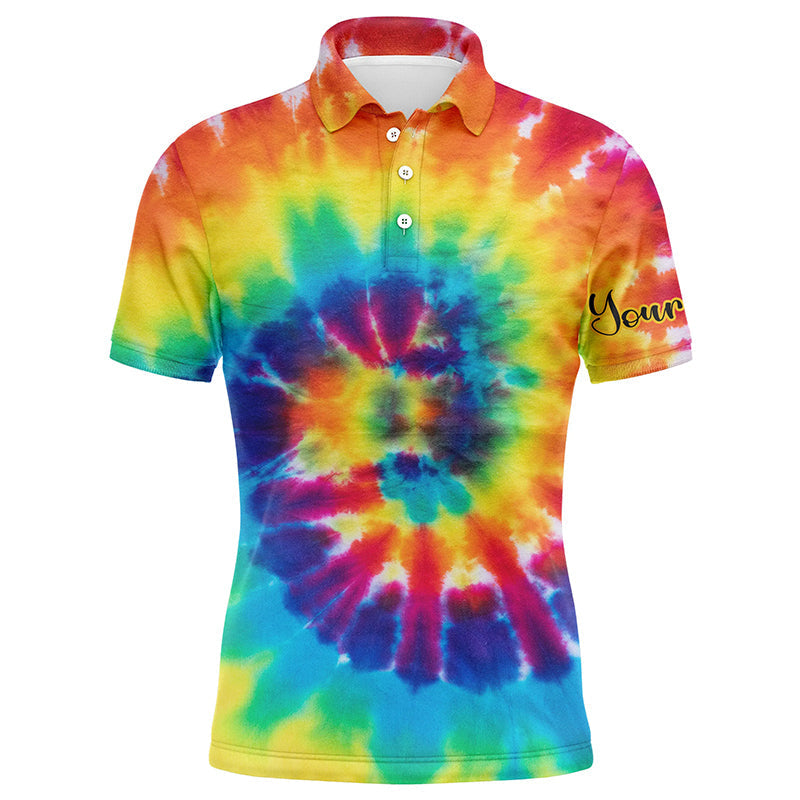 Personalisierbares Herren Golfshirt mit buntem Batikdesign - Das ideale Geschenk für Golfspieler N4074
