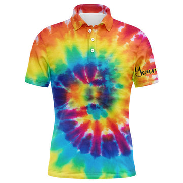 Personalisierbares Herren Golfshirt mit buntem Batikdesign - Das ideale Geschenk für Golfspieler N4074