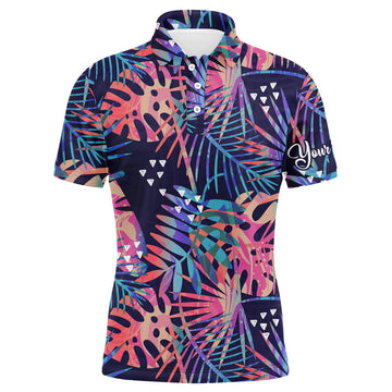 Herren Golf-Polohemden mit UV-Schutz – Lebendiger Tropenpflanzen- und Palmblätter-Druck für Ihr Team N3713