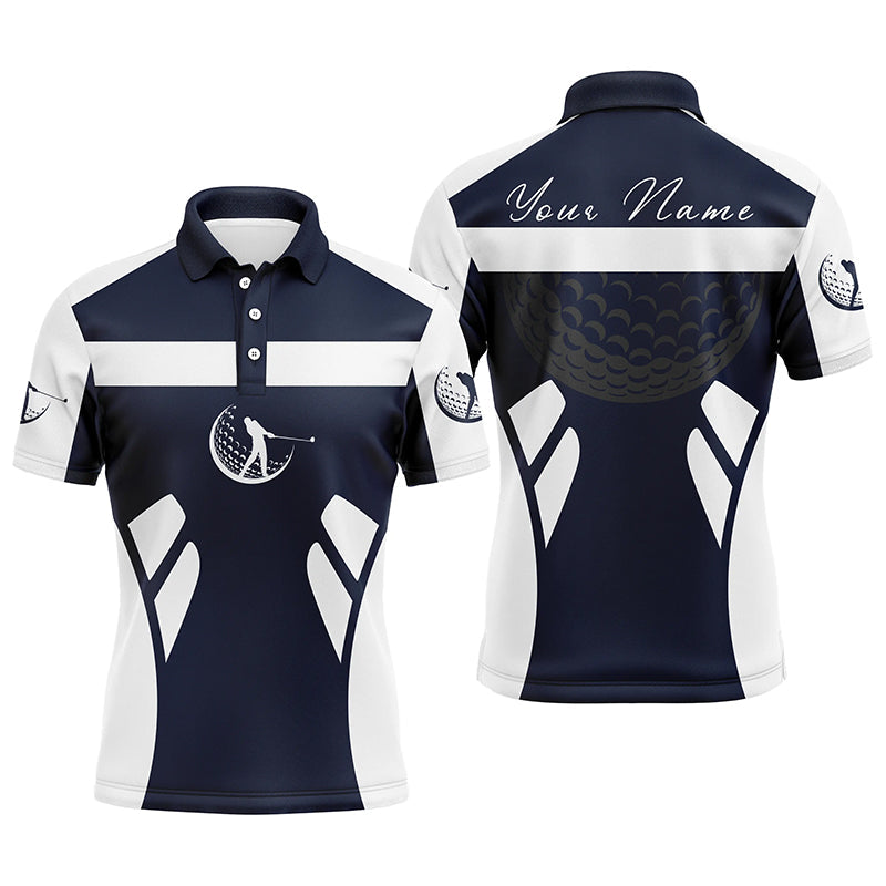 Personalisierte Herren-Golfpoloshirts in Navy-Blau und Weiß – Stilvolles Golfgeschenk für Männer N7253