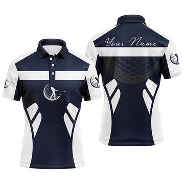 Personalisierte Herren-Golfpoloshirts in Navy-Blau und Weiß – Stilvolles Golfgeschenk für Männer N7253