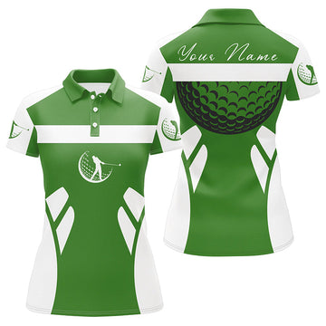 Personalisierte grüne und weiße Golf-Polo-Shirts für Damen – Stylische Golfgeschenke für Frauen N7254