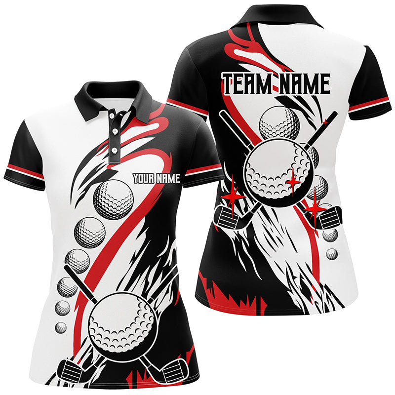 Stylische Schwarz-Weiß Retro Golf Poloshirts für Damen - Individuelle, coole Golfshirts, die perfekte Geschenke für Golfspielerinnen N7156