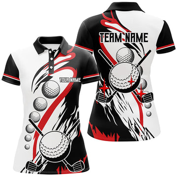 Stylische Schwarz-Weiß Retro Golf Poloshirts für Damen - Individuelle, coole Golfshirts, die perfekte Geschenke für Golfspielerinnen N7156