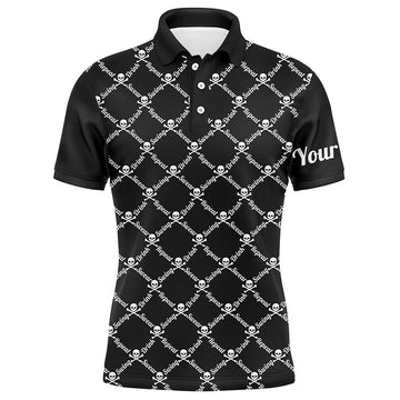Herren Golf Polo-Shirt - Swing, Schwitzen, Trinken, Wiederholen | Individuelles Golf-Design mit Totenkopf in Schwarz N4885