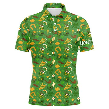Herren Golfpoloshirts mit grünem Muster für den St. Patrick's Day - Individuelle Teampolos für Männer N4724