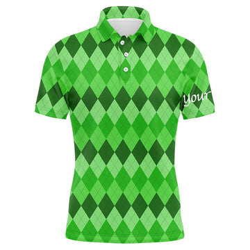 Grünes Herren-Golfpoloshirt mit Rautenmuster - Individuell gestaltbare Teambekleidung für den St. Patrick's Day N4725