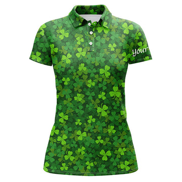 Frauen Golf Poloshirts mit grünem Kleeblatt-Muster - Individuelle Team Golf Polos N4727