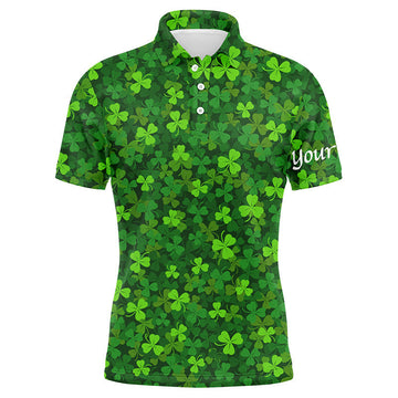 Herren Golf Poloshirts mit grünem Kleeblatt-Muster – Individuelles Team Golf Poloshirt für St. Patrick's Day N4727