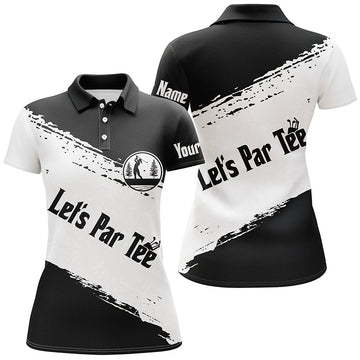 Personalisierte Golf-Polo-Shirts für Damen in Schwarz und Weiß - "Lass uns Abschlagen!" N5454