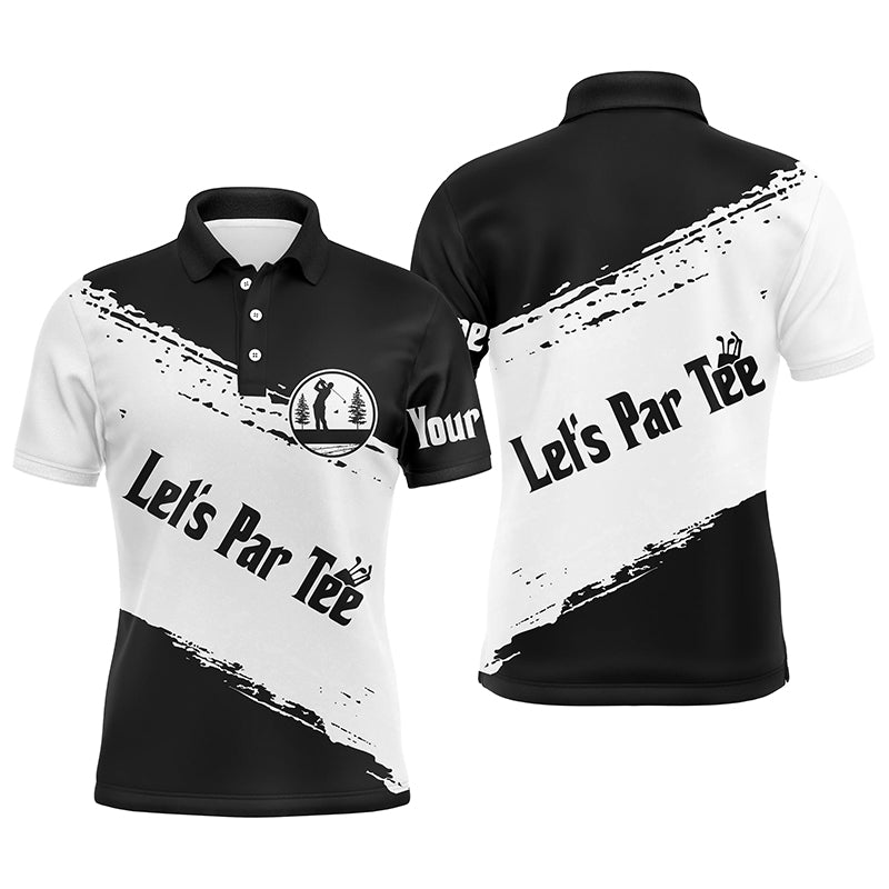 Personalisierbares Schwarz-Weiß Golf-Polo für Herren - Let's Par Tee - Hochwertige Golfbekleidung für Männer N5454
