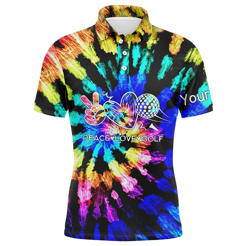 Personalisierte Herren Golf-Polo mit Batikdesign – Peace, Love & Golf N7037