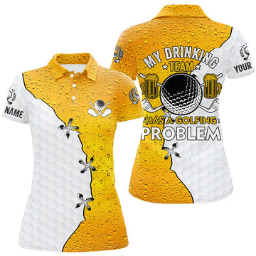 Frauen Golf Poloshirt - Individuelles Design "Mein Trinkerteam hat ein Golfproblem" mit Bier-Motiv - Perfekt für Golfteams N7473