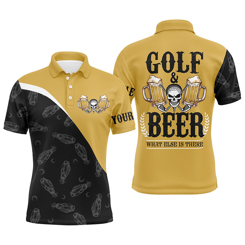 Individuelle Herren Golf Poloshirts mit Totenkopf in Schwarz und Gelb - Ideal für Golf- und Bierliebhaber N5250