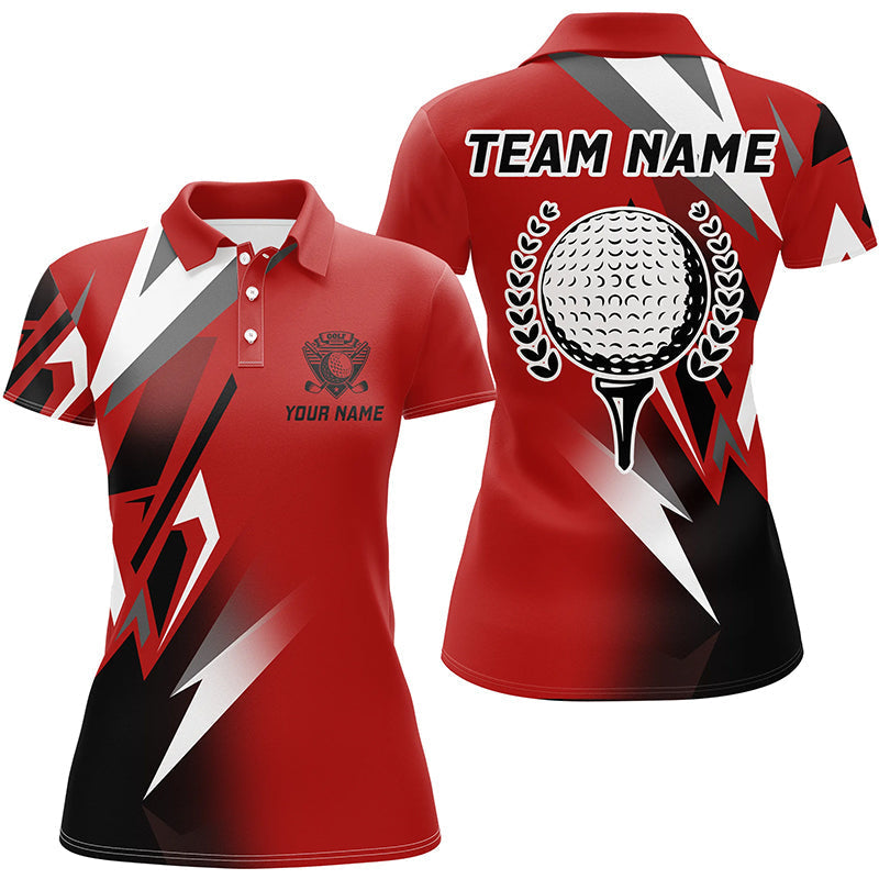 Schwarzes und Rotes Damen-Golfpoloshirt – Individuelles Golfshirt für Damen, Stilvolles Golfgeschenk N7482