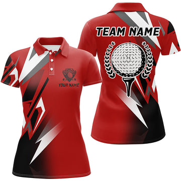 Schwarzes und Rotes Damen-Golfpoloshirt – Individuelles Golfshirt für Damen, Stilvolles Golfgeschenk N7482