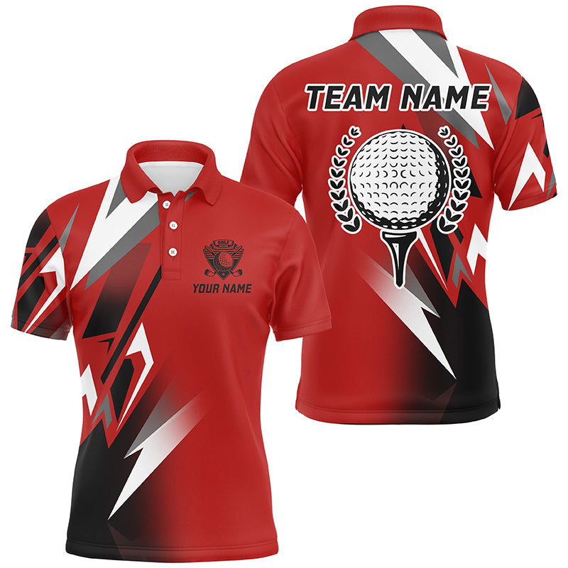 Schwarzes und Rotes Herren Golf Polo-Shirt – Individuelles Golfshirt für Männer, Perfektes Golfgeschenk N7482