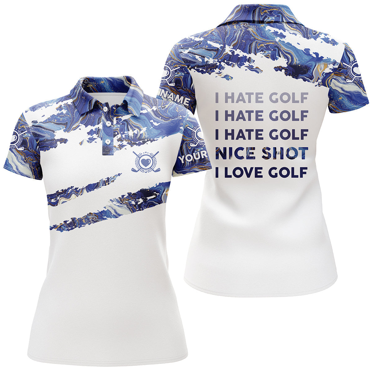 Personalisierte Blaue Golf-Polo-Shirts für Damen – Stilvoll und Funktional N3763
