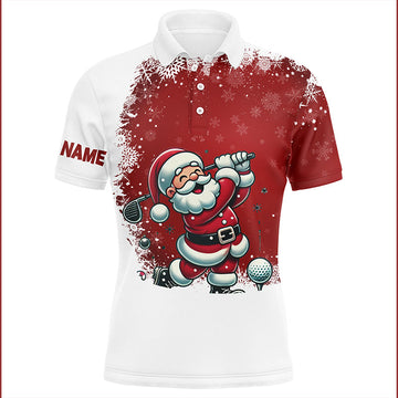 Weihnachtliches Santa Golfer Polo-Shirt für Herren – Individuelles Golf-Shirt im Rot-Weiß-Muster als ideales Golfgeschenk N8949