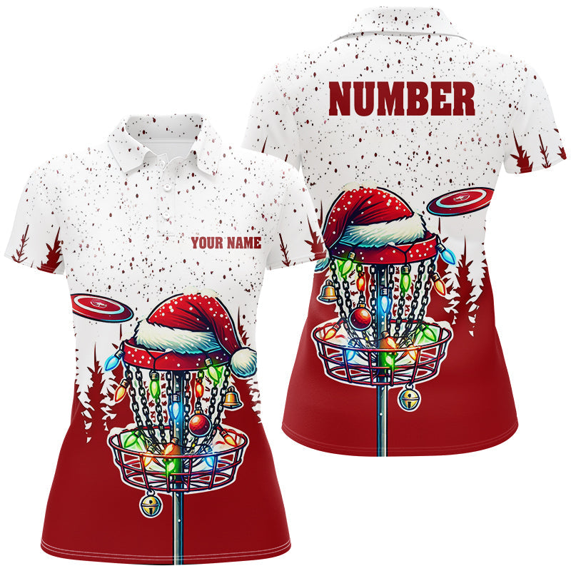 Grunge Wald Weihnachten Disc Golf Korb Damen Polo-Shirts individuell gestaltete Team Disc Golf Bekleidung N8950