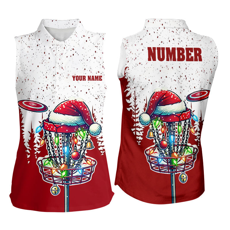Grunge Wald Weihnachten Damen Disc Golf ärmellose Poloshirts – individuelle Team Disc Golf Bekleidung N8950