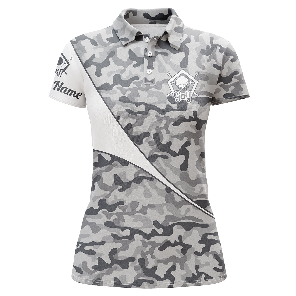 Personalisierte Graue Camouflage Golfpoloshirt für Damen – Das perfekte Geschenk für Golfbegeisterte N3766