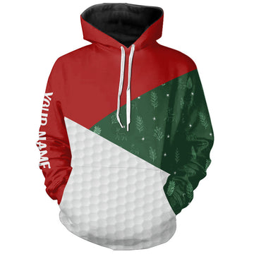 Rot-Weiße-Grüne Weihnachtsmuster Golf-Hoodies – Individuelle Weihnachts-Golf-Hoodies für Herren und Damen N8974