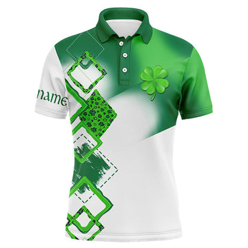 Personalisierte Golf-Polo-Shirts für Herren mit grünem Kleeblatt – Individuell bestickt für den St. Patrick's Day – Das perfekte Golfgeschenk N4741