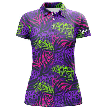 Damen Golf-Polo-Shirts mit buntem lila tropischen Druck - Individuelle Team-Bekleidung N4160