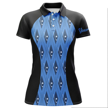 Personalisierte Damen Golf Polo mit Schwarz-Blauem Argyle-Muster - Stilvolle Team Golfoberteile N7313