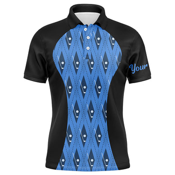 Personalisierbares Herren Golf-Polo mit schwarzem und blauem Argyle-Muster - Perfekt für Team-Events N7313