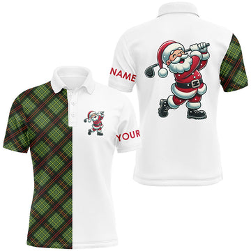 Grünes Karomuster Weihnachts-Polo-Shirt für Herren – Individuelles Xmas-Golfoberteil N8996