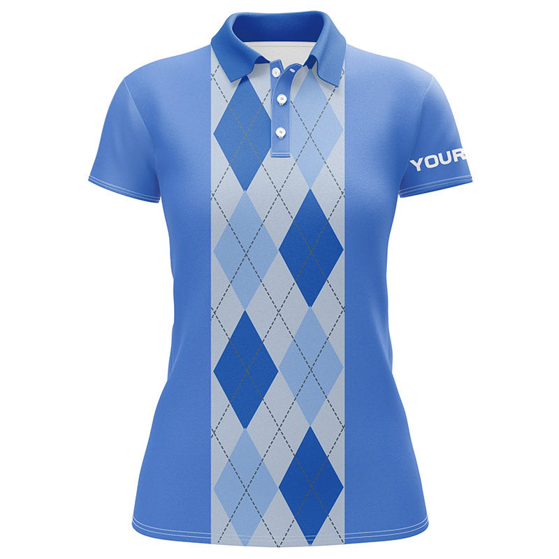 Elegantes Damen-Golfpoloshirt mit Rauten-Muster in Marineblau | Individuelle Golfmode für Frauen | Perfektes Geschenk für Golferinnen N7190
