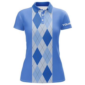 Elegantes Damen-Golfpoloshirt mit Rauten-Muster in Marineblau | Individuelle Golfmode für Frauen | Perfektes Geschenk für Golferinnen N7190
