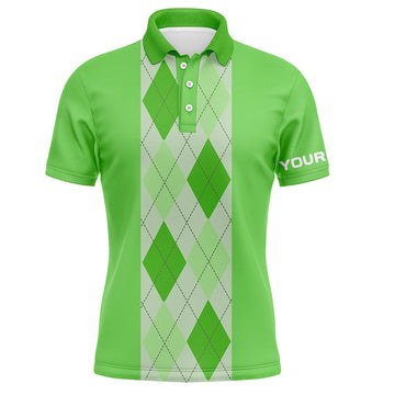 Herren Golf Polo Shirt mit grünem Argyle-Muster – Individuelle Golfpolos für Männer, das perfekte Golfgeschenk N7191