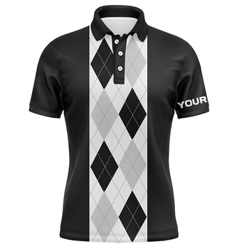 Herren Golf-Polo-Shirt mit schwarzem Argyle-Muster – Individuell gestaltbares Golfhemd – Perfektes Geschenk für Golfer N7192