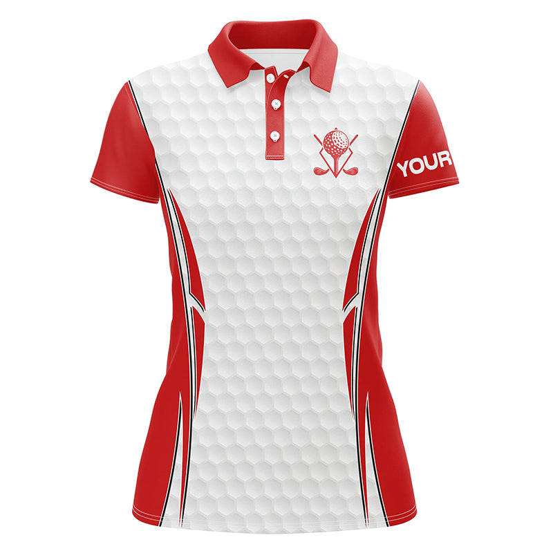 Rote und Weiße Golfpoloshirts für Damen – Individuelle Golfbekleidung und Geschenke für Golfspielerinnen N7341
