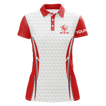 Rote und Weiße Golfpoloshirts für Damen – Individuelle Golfbekleidung und Geschenke für Golfspielerinnen N7341