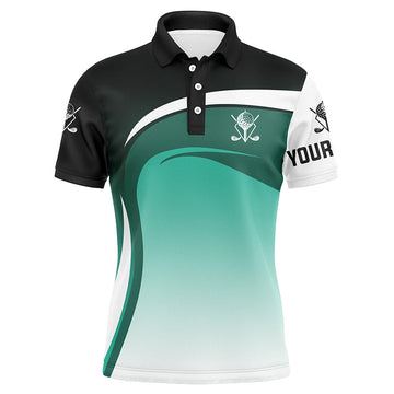 Individuell Gestaltbare Herren Golf Poloshirts in Schwarz, Weiß und Grün - Ideal für Golfturniere und Events N5049