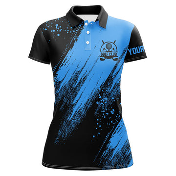 Personalisierte schwarze und blaue Damen Golf-Polo-Shirt - Das ideale Golfgeschenk für sie N7345