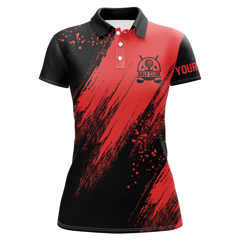 Personalisierte Schwarz-Rote Damen Golf Polo Shirt - Perfektes Geschenk für Golferinnen N7346