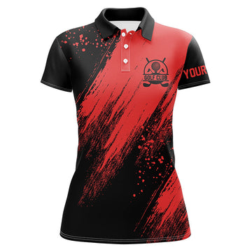 Personalisierte Schwarz-Rote Damen Golf Polo Shirt - Perfektes Geschenk für Golferinnen N7346