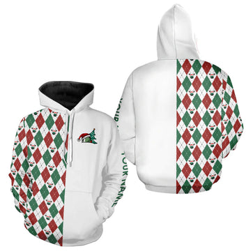 Personalisierte Weihnachts-Golfhoodies mit rotem, weißem und grünem Argyle-Muster – das perfekte Golfgeschenk! N9038