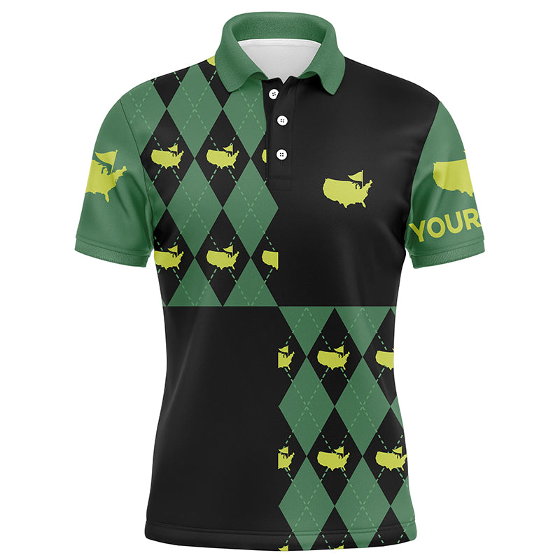 Herren Golf Polo Shirts mit grün-schwarzem Argyle-Muster – Individuelles Design für den coolsten Auftritt auf dem Platz N7202